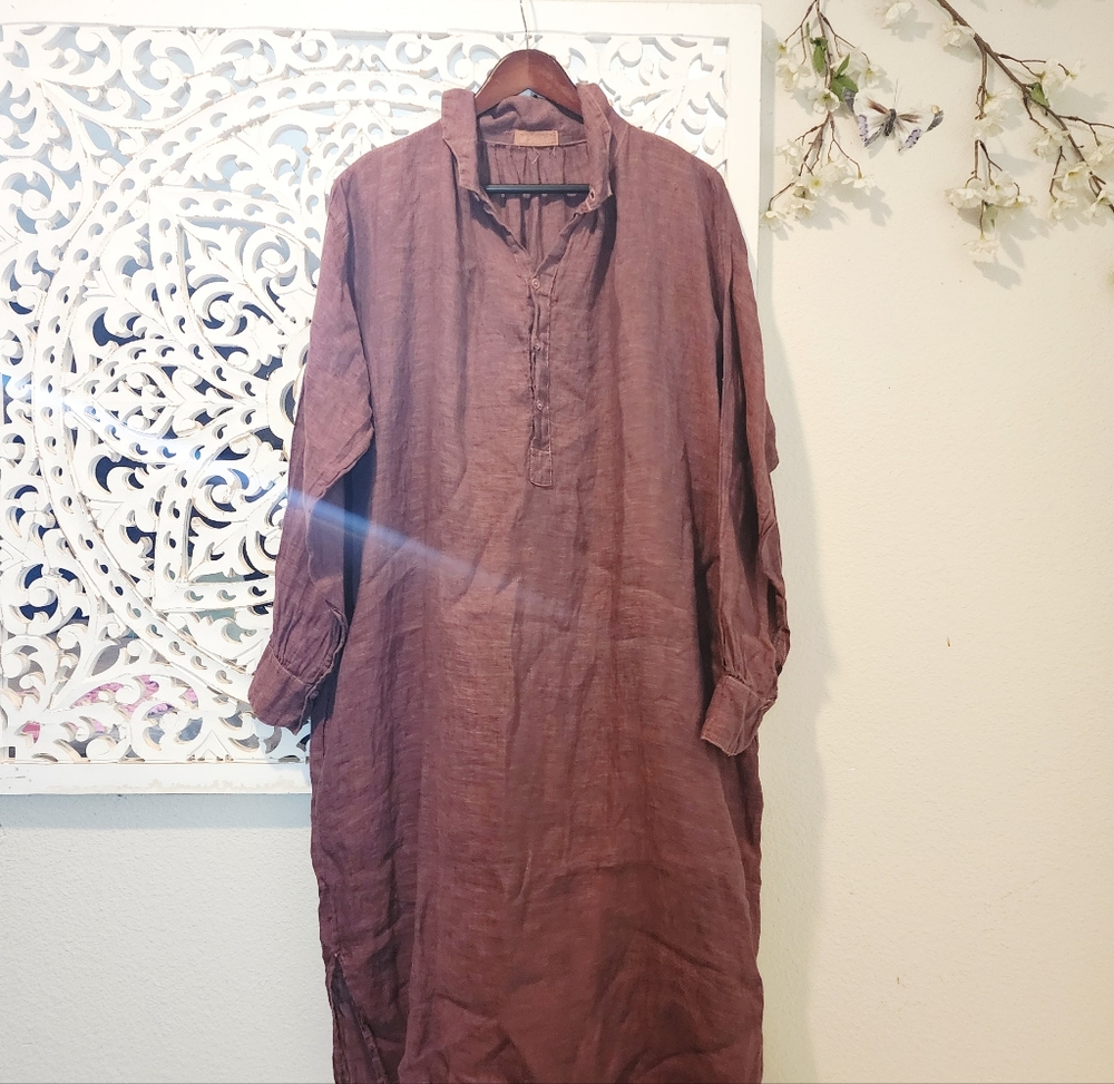 CP SHADES LINI TWILL MULBERRY SHIRTDRESS FRONT BUTTON LONG SLEEVE - Picture 12 of 13